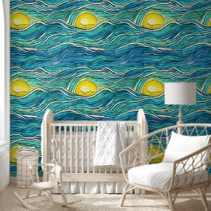 手クール描きアートワーク青海夏の太陽の光 壁紙