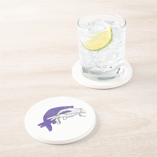 手シルエットアンテータパープル コースター (側面)