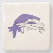 手シルエットアンテータパープル ストーンコースター (正面)