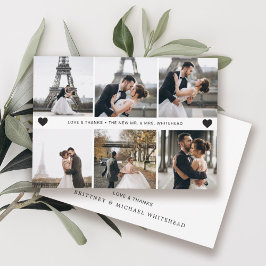 手シンプルモダンで書いた写真のコラージュ サンキューカード