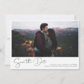 手シンプル手書きスクリプト写真の保存日付 招待状 (正面)