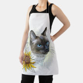 手スケッチおもしろいかわいいタイ猫の花 エプロン (インサイチュ)