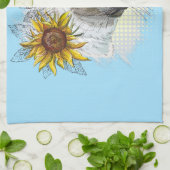 手スケッチおもしろいかわいいタイ猫の花 キッチンタオル (折り畳み)