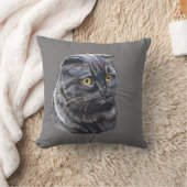手スケッチおもしろいふわふわ黒毛色のブリティッシュ猫。 クッション (ブランケット)