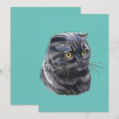 手スケッチおもしろいふわふわ黒毛色のブリティッシュ猫。 シーズンカード (正面/裏面)