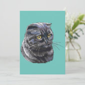 手スケッチおもしろいふわふわ黒毛色のブリティッシュ猫。 シーズンカード (スタンド正面)