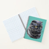 手スケッチおもしろいふわふわ黒毛色のブリティッシュ猫。 ノートブック (内部)