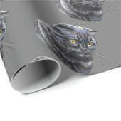 手スケッチおもしろいふわふわ黒毛色のブリティッシュ猫。 ラッピングペーパー (ロールコーナー)