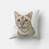 手スケッチおもしろいスノーベンガル猫Tシャツ クッション (裏面)