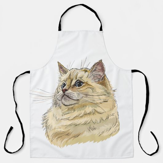 手スケッチおもしろいフワフワのラグドール猫 エプロン (正面)