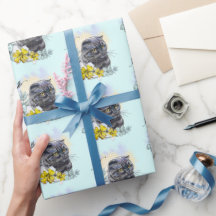 手スケッチおもしろいブラックブリティッシュ猫（花あり）