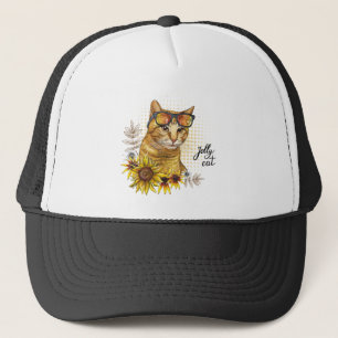手スケッチおもしろい赤いタビー猫のメガネとs キャップ