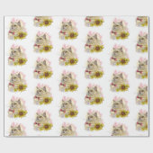 手スケッチおもしろい赤いラグドールの花付き猫 ラッピングペーパー (フラット)