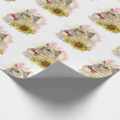 手スケッチおもしろい赤いラグドールの花付き猫 ラッピングペーパー (角)