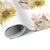 手スケッチおもしろい赤いラグドールの花付き猫 ラッピングペーパー (ロールコーナー)