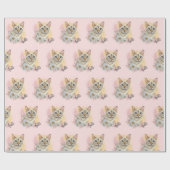 手スケッチおもしろい雪のベンガル猫とカモミール ラッピングペーパー (フラット)