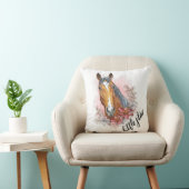 手スケッチの馬と植物と花 クッション (椅子)