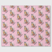 手スケッチの馬と植物と花 ラッピングペーパー (フラット)