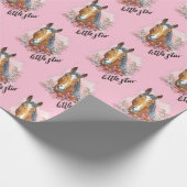 手スケッチの馬と植物と花 ラッピングペーパー (角)