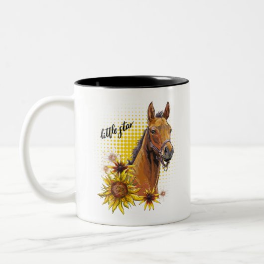 手スケッチひまわり馬 ツートーンマグカップ (左)