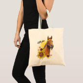 手スケッチひまわり馬 トートバッグ (正面(商品))