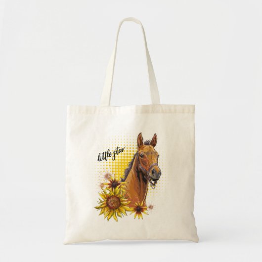 手スケッチひまわり馬 トートバッグ (正面)