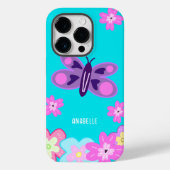 手スケッチカラフルマンガ花と蝶 Case-Mate iPhoneケース (裏面)