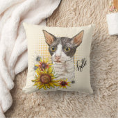 手スケッチコーンワルレックス猫ひまわり クッション (ブランケット)