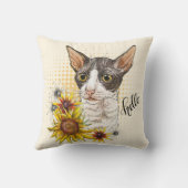 手スケッチコーンワルレックス猫ひまわり クッション (裏面)