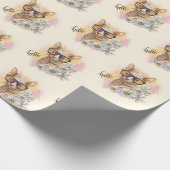 手スケッチスフィンクス猫（花） ラッピングペーパー (角)