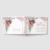 手スケッチブルゴーニュフローラアーチ結婚金ゴールド ゲストブック (全面)