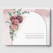 手スケッチブルゴーニュフローラアーチ結婚金ゴールド ゲストブック (裏面)