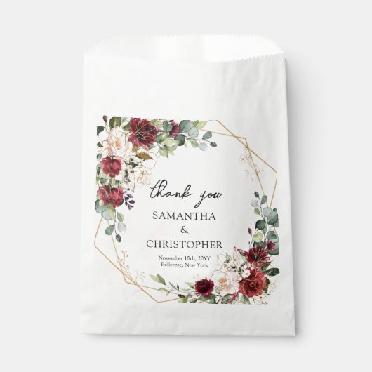 手スケッチブルゴーニュフローラ金ゴールド結婚セージ フェイバーバッグ (正面)