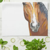 手スケッチベイホースエプロン キッチンタオル (折り畳み)