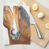 手スケッチベイホースエプロン キッチンタオル (四つ折り)