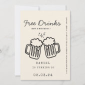 手スケッチ予測できなFunnyFree Drinks 30th Birthday 招待状 (正面)