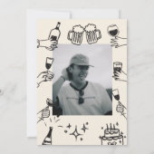 手スケッチ予測できなFunnyFree Drinks 30th Birthday 招待状 (裏面)