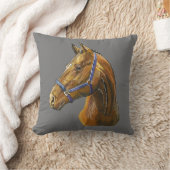 手スケッチ栗の馬 クッション (ブランケット)