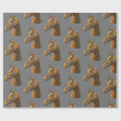 手スケッチ栗の馬 ラッピングペーパー (フラット)