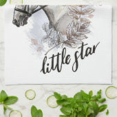 手スケッチ馬と植物エプロン キッチンタオル (折り畳み)