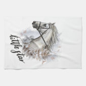 手スケッチ馬と植物エプロン キッチンタオル (横)