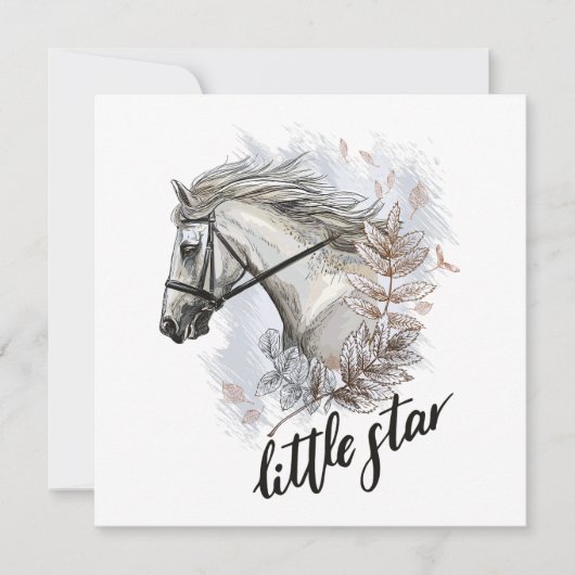 手スケッチ馬と植物装飾用クッション (正面)