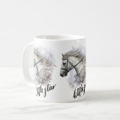 手スケッチ馬と植物 コーヒーマグカップ (正面左)