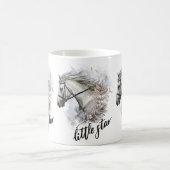 手スケッチ馬と植物 コーヒーマグカップ (中央)