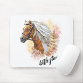 手スケッチ馬と植物 マウスパッド (マウス)