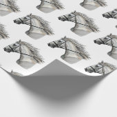 手スケッチ馬に手綱を付ける ラッピングペーパー (角)