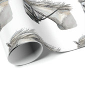 手スケッチ馬に手綱を付ける ラッピングペーパー (ロールコーナー)