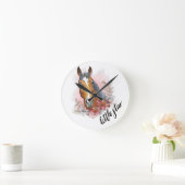 手スケッチ馬の植物と花を投げる ラウンド壁時計 (ホーム)