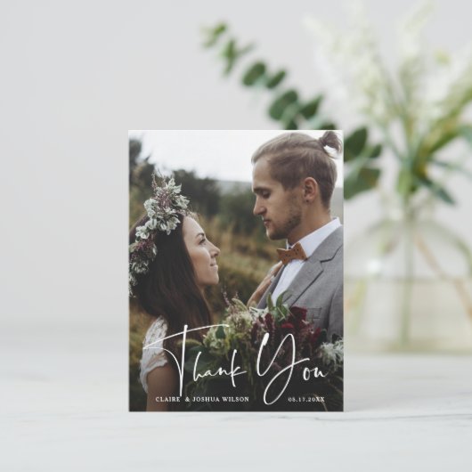 手スタイリッシュでレタ結婚ーの2枚ありがとう ポストカード (スタンド正面)