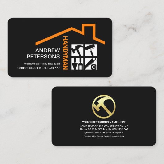 手スタイリッシュ利具屋上請負業者 名刺 (正面/裏面)